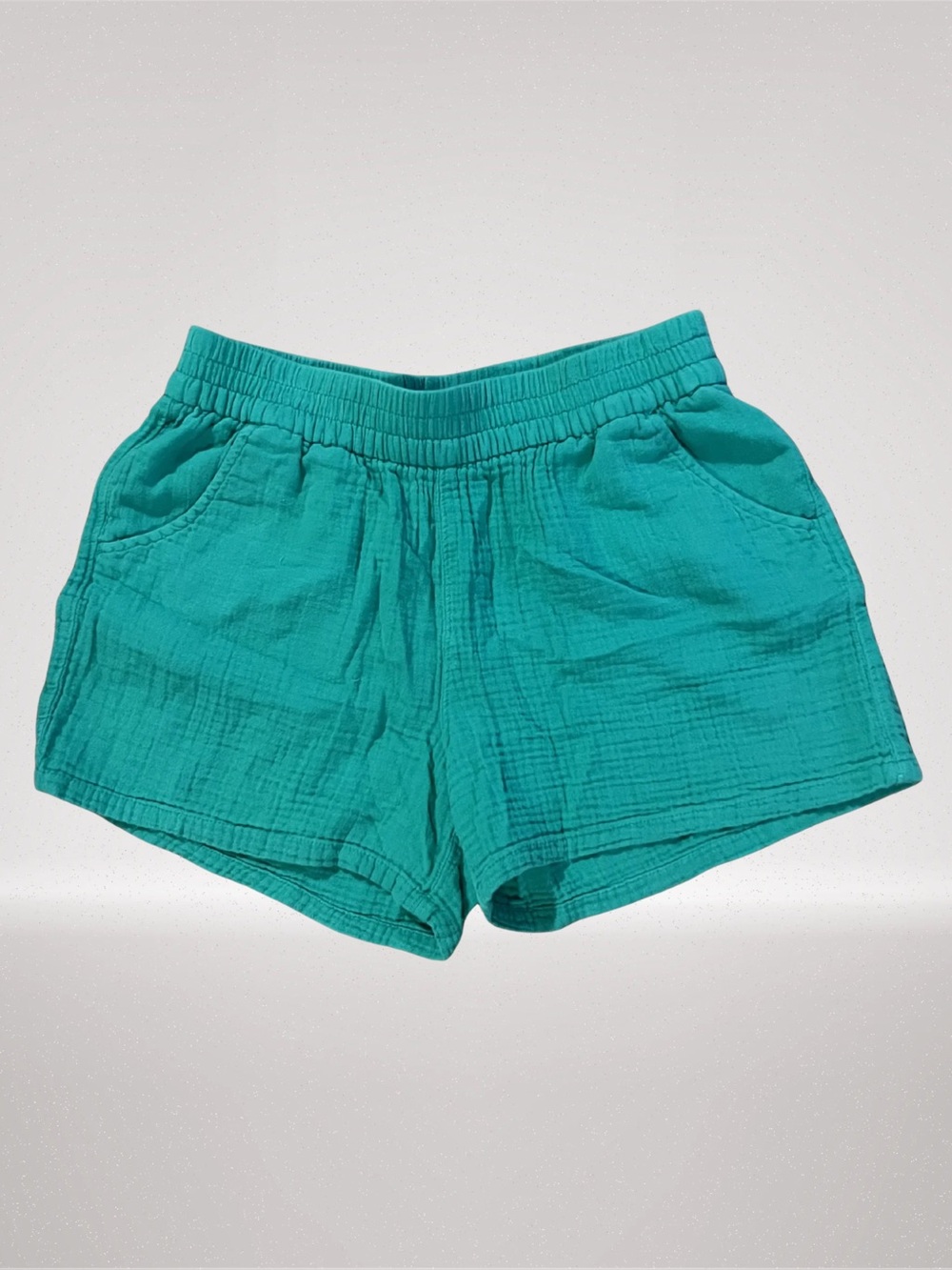 Cat & Jack Green Gauze Shorts Girls XL 14 Elastic Waist Pocket Summer
